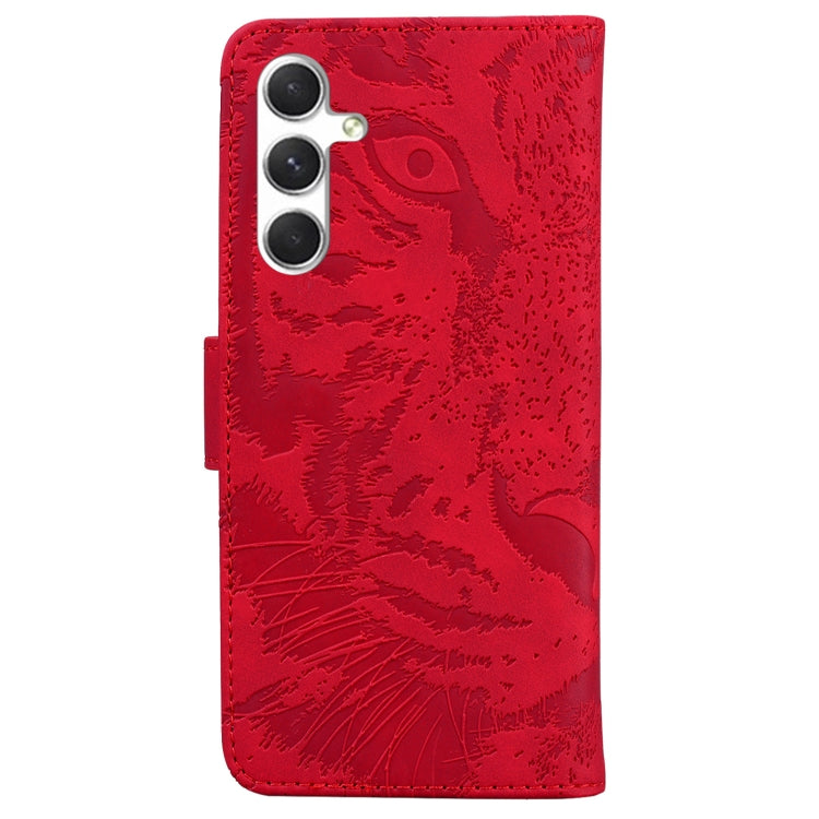 For Samsung Galaxy S25 5G Tiger Embossing Pattern Flip Leather Phone Case(Red) by buy2fix