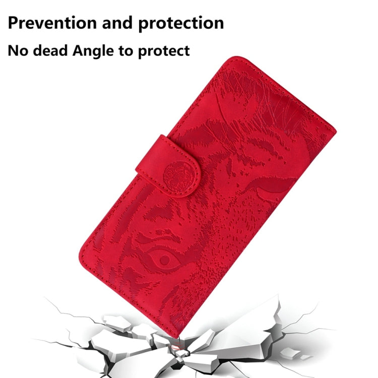 For Samsung Galaxy S25 5G Tiger Embossing Pattern Flip Leather Phone Case(Red) by buy2fix