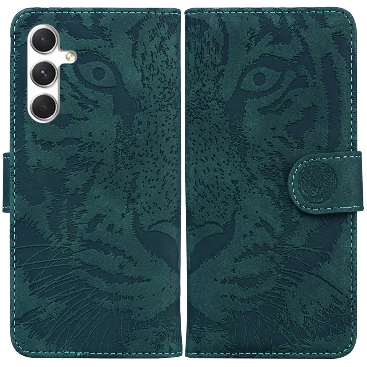 For Samsung Galaxy S25 5G Tiger Embossing Pattern Flip Leather Phone Case(Green) by buy2fix