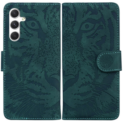 For Samsung Galaxy S25 5G Tiger Embossing Pattern Flip Leather Phone Case(Green) by buy2fix