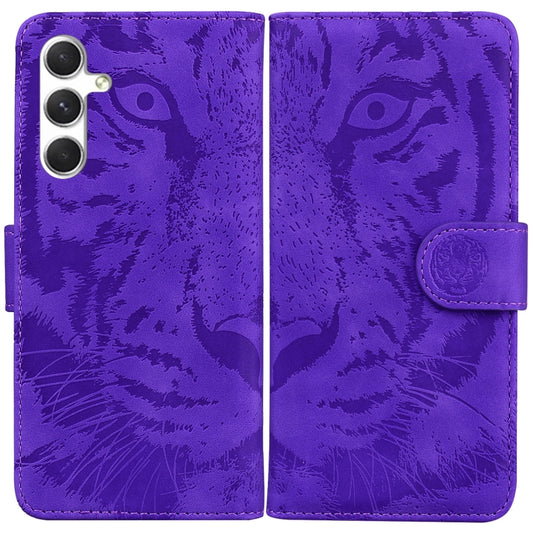 For Samsung Galaxy S25 5G Tiger Embossing Pattern Flip Leather Phone Case(Purple) by buy2fix
