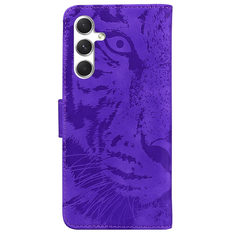 For Samsung Galaxy S25 5G Tiger Embossing Pattern Flip Leather Phone Case(Purple) by buy2fix