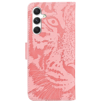 For Samsung Galaxy S25 5G Tiger Embossing Pattern Flip Leather Phone Case(Pink) by buy2fix