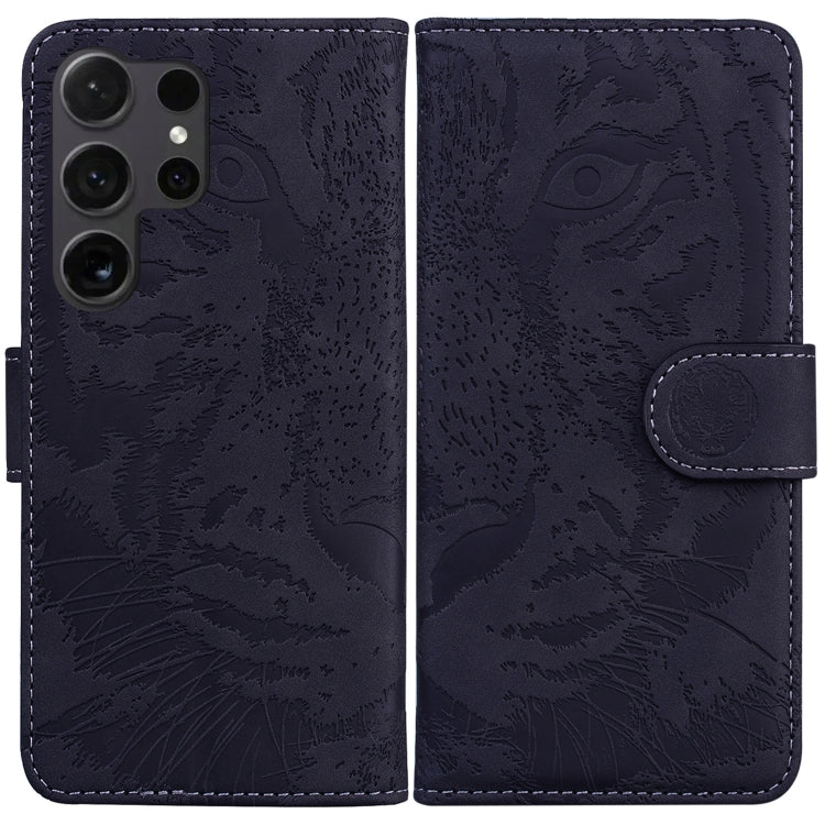 For Samsung Galaxy S25 Ultra 5G Tiger Embossing Pattern Flip Leather Phone Case(Black) by buy2fix