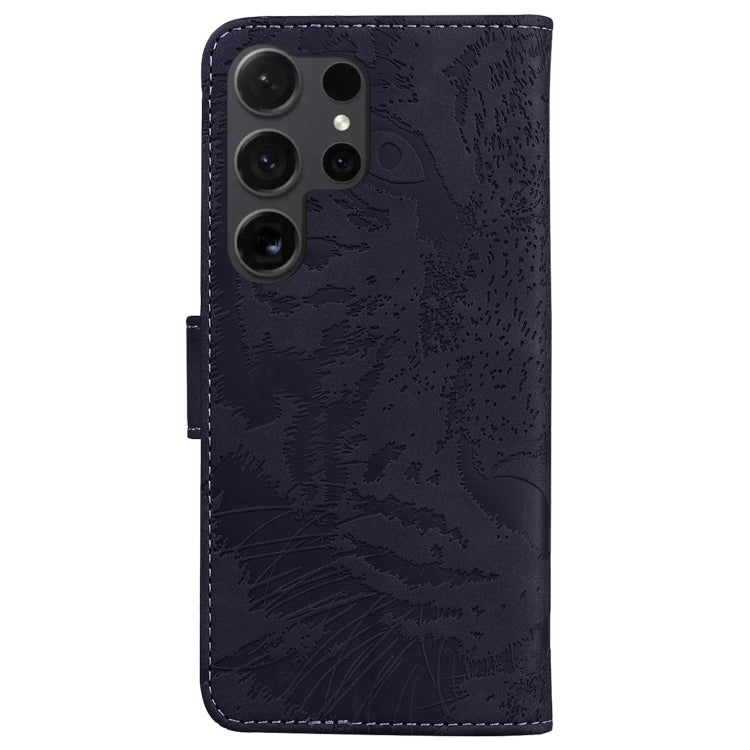 For Samsung Galaxy S25 Ultra 5G Tiger Embossing Pattern Flip Leather Phone Case(Black) by buy2fix