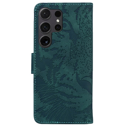 For Samsung Galaxy S25 Ultra 5G Tiger Embossing Pattern Flip Leather Phone Case(Green) by buy2fix