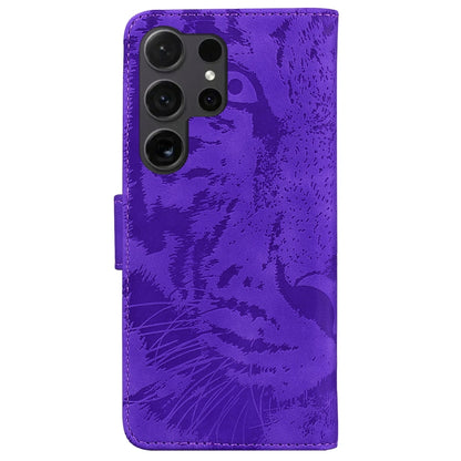 For Samsung Galaxy S25 Ultra 5G Tiger Embossing Pattern Flip Leather Phone Case(Purple) by buy2fix