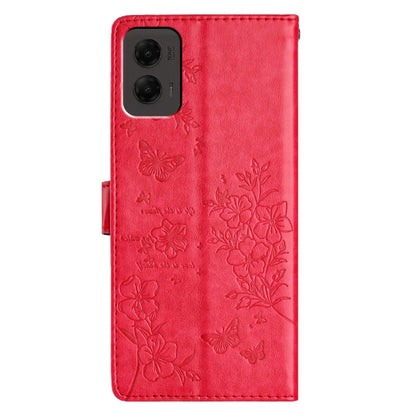 For Motorola Moto G Stylus 5G 2024 Butterflies and Flowers Leather Phone Case(Red) by buy2fix