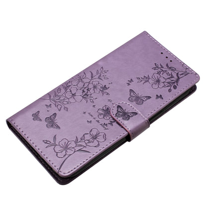 For Motorola Moto G Stylus 5G 2024 Butterflies and Flowers Leather Phone Case(Purple) by buy2fix