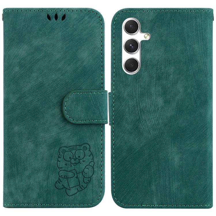 For Samsung Galaxy S25 5G Little Tiger Embossed Leather Phone Case(Green) by buy2fix