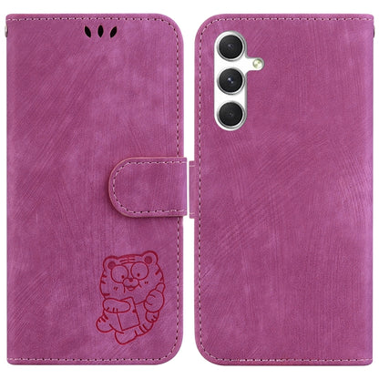 For Samsung Galaxy S25 5G Little Tiger Embossed Leather Phone Case(Rose Red) by buy2fix
