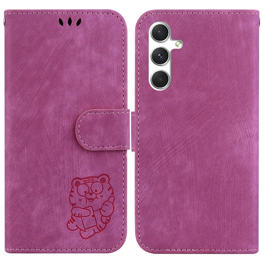 For Samsung Galaxy S25 5G Little Tiger Embossed Leather Phone Case(Rose Red) by buy2fix
