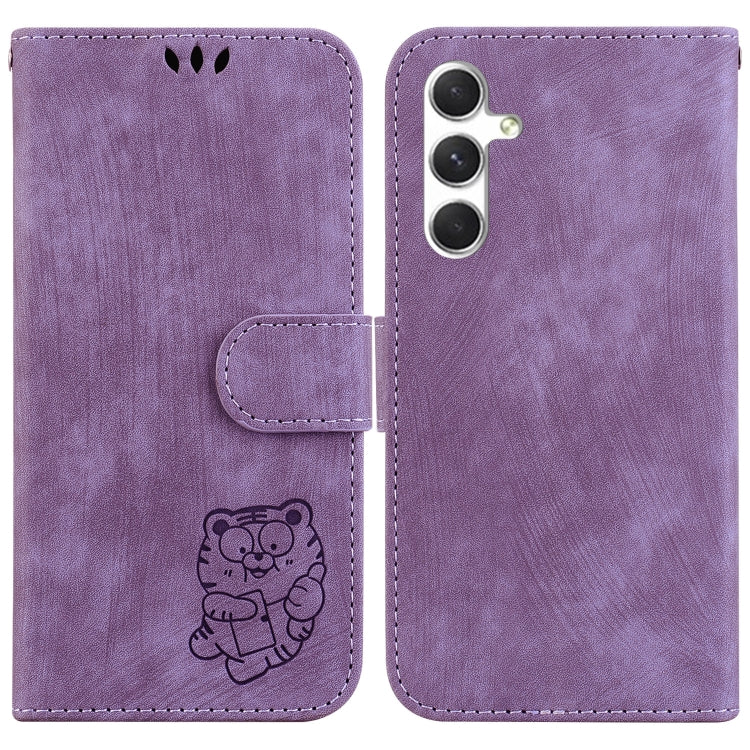 For Samsung Galaxy S25+ 5G Little Tiger Embossed Leather Phone Case(Purple) by buy2fix