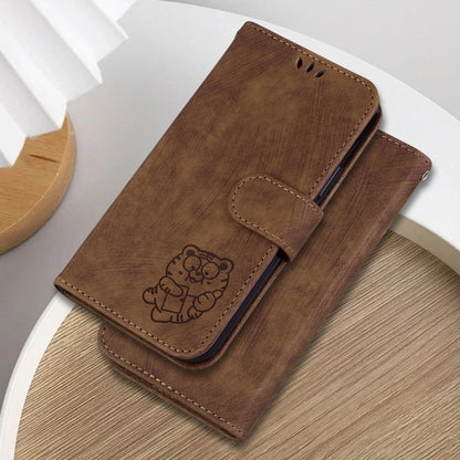 For Samsung Galaxy S25+ 5G Little Tiger Embossed Leather Phone Case(Brown) by buy2fix