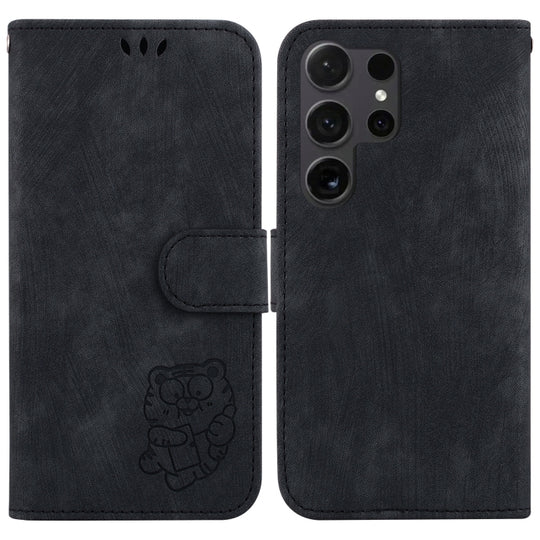 For Samsung Galaxy S25 Ultra 5G Little Tiger Embossed Leather Phone Case(Black)