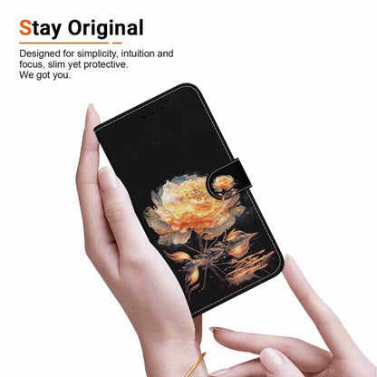 For Samsung Galaxy S25 5G Crystal Texture Colored Drawing Leather Phone Case(Gold Peony) by buy2fix