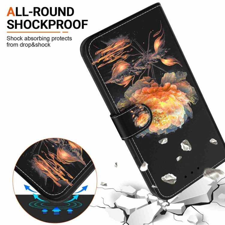 For Samsung Galaxy S25 5G Crystal Texture Colored Drawing Leather Phone Case(Gold Peony) by buy2fix