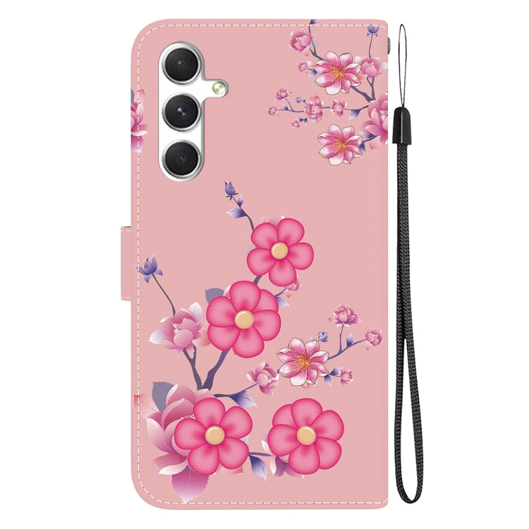 For Samsung Galaxy S25 5G Crystal Texture Colored Drawing Leather Phone Case(Cherry Blossoms) by buy2fix