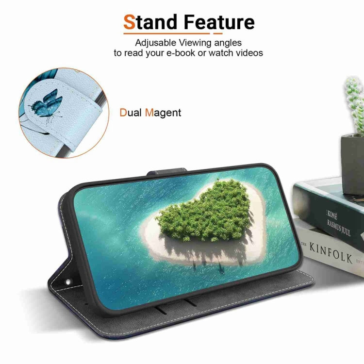 For Samsung Galaxy S25 5G Crystal Texture Colored Drawing Leather Phone Case(Blue Pansies) by buy2fix