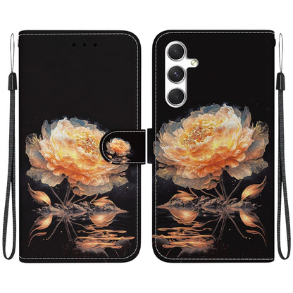 For Samsung Galaxy S25+ 5G Crystal Texture Colored Drawing Leather Phone Case(Gold Peony) by buy2fix