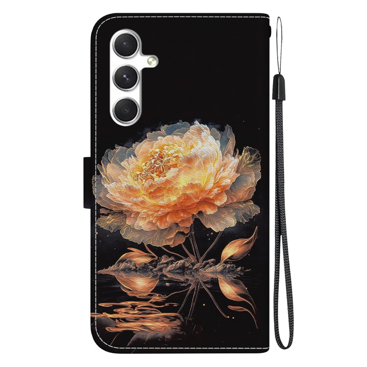 For Samsung Galaxy S25+ 5G Crystal Texture Colored Drawing Leather Phone Case(Gold Peony) by buy2fix