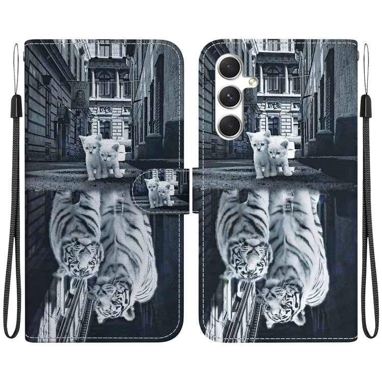 For Samsung Galaxy S25+ 5G Crystal Texture Colored Drawing Leather Phone Case(Cat Tiger Reflection) by buy2fix