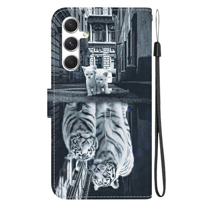 For Samsung Galaxy S25+ 5G Crystal Texture Colored Drawing Leather Phone Case(Cat Tiger Reflection) by buy2fix