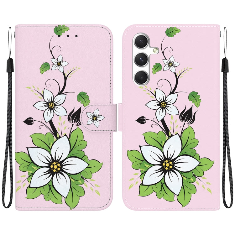 For Samsung Galaxy S25+ 5G Crystal Texture Colored Drawing Leather Phone Case(Lily) by buy2fix