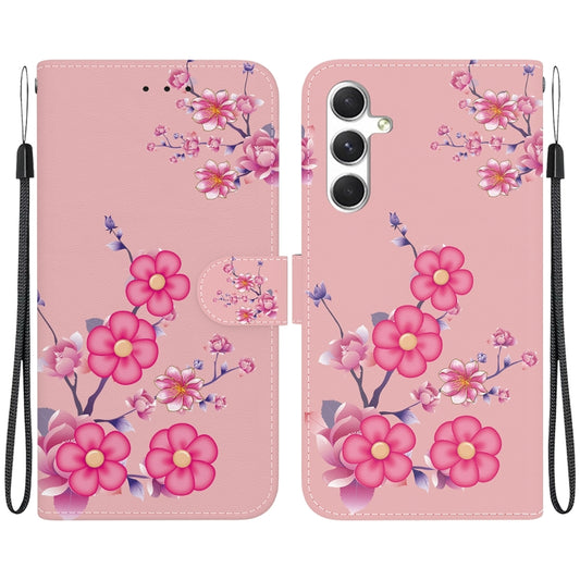 For Samsung Galaxy S25+ 5G Crystal Texture Colored Drawing Leather Phone Case(Cherry Blossoms) by buy2fix