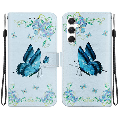 For Samsung Galaxy S25+ 5G Crystal Texture Colored Drawing Leather Phone Case(Blue Pansies) by buy2fix