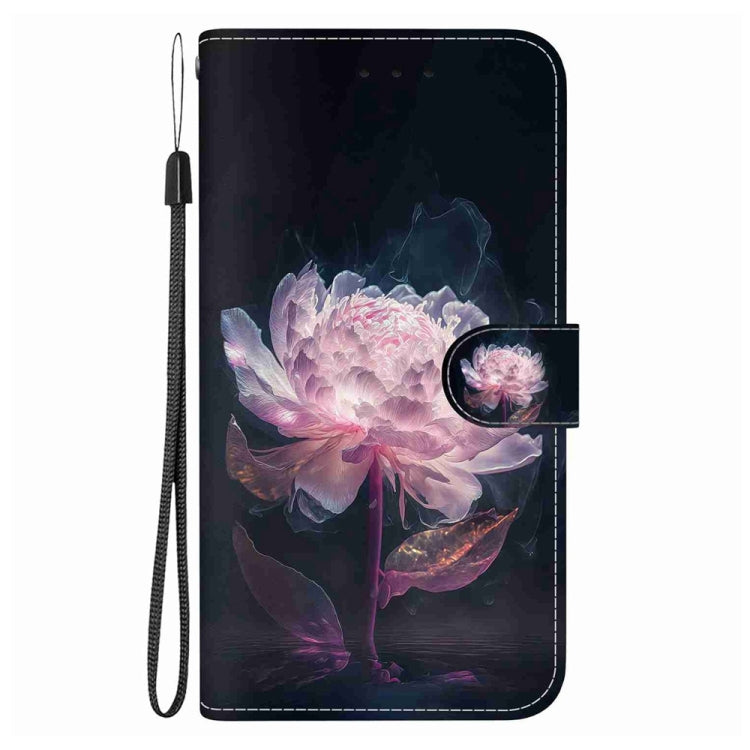 For Samsung Galaxy S25 Ultra 5G Crystal Texture Colored Drawing Leather Phone Case(Purple Peony) by buy2fix