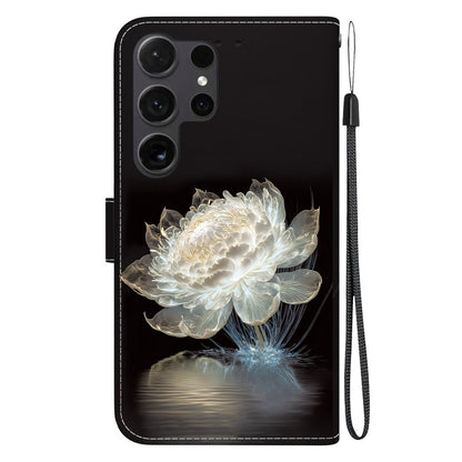 For Samsung Galaxy S25 Ultra 5G Crystal Texture Colored Drawing Leather Phone Case(Crystal Peony) by buy2fix