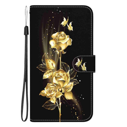 For Samsung Galaxy S25 Ultra 5G Crystal Texture Colored Drawing Leather Phone Case(Gold Butterfly Rose) by buy2fix