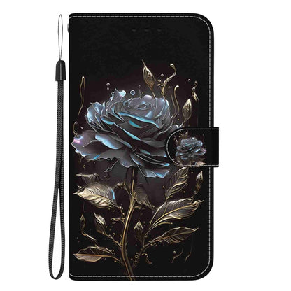 For Samsung Galaxy S25 Ultra 5G Crystal Texture Colored Drawing Leather Phone Case(Black Rose) by buy2fix