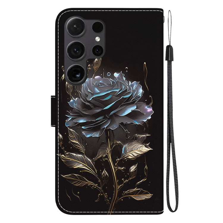 For Samsung Galaxy S25 Ultra 5G Crystal Texture Colored Drawing Leather Phone Case(Black Rose) by buy2fix