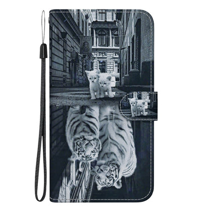 For Samsung Galaxy S25 Ultra 5G Crystal Texture Colored Drawing Leather Phone Case(Cat Tiger Reflection) by buy2fix