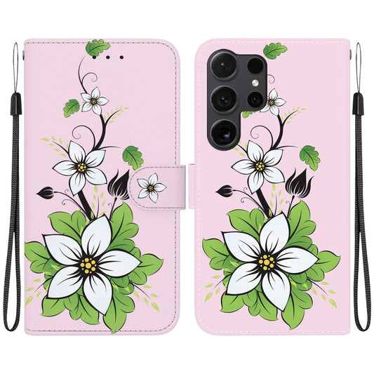 For Samsung Galaxy S25 Ultra 5G Crystal Texture Colored Drawing Leather Phone Case(Lily) by buy2fix