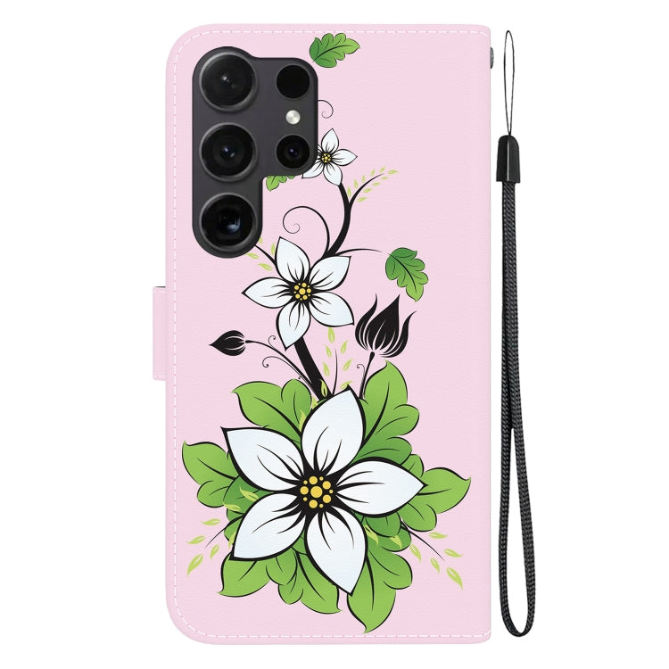 For Samsung Galaxy S25 Ultra 5G Crystal Texture Colored Drawing Leather Phone Case(Lily) by buy2fix