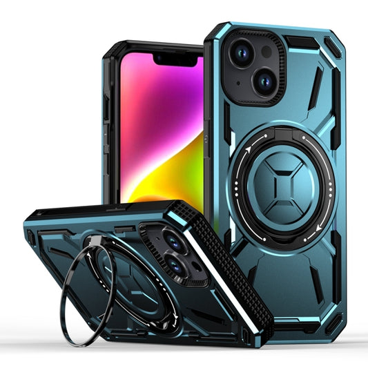 For iPhone 15 Armor II Series MagSafe Magnetic Holder Phone Case(Light Blue) - iPhone 15 Cases by buy2fix | Online Shopping UK | buy2fix