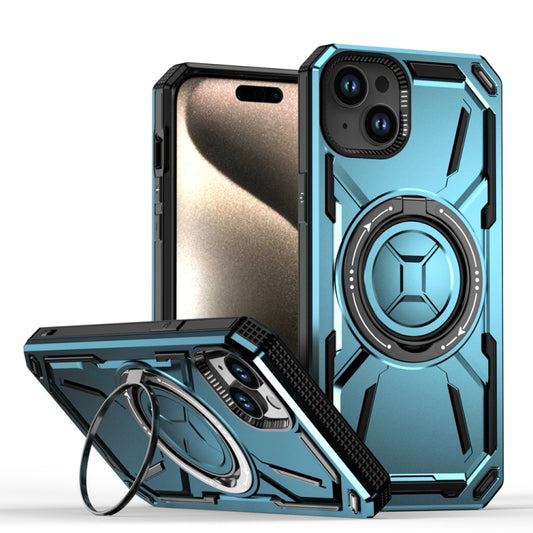 For iPhone 15 Plus Armor II Series MagSafe Magnetic Holder Phone Case(Light Blue) - iPhone 15 Plus Cases by buy2fix | Online Shopping UK | buy2fix