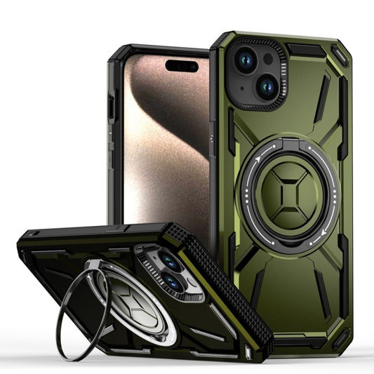 For iPhone 15 Plus Armor II Series MagSafe Magnetic Holder Phone Case(Army Green) - iPhone 15 Plus Cases by buy2fix | Online Shopping UK | buy2fix
