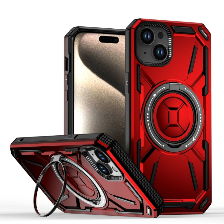 For iPhone 15 Plus Armor II Series MagSafe Magnetic Holder Phone Case(Red) - iPhone 15 Plus Cases by buy2fix | Online Shopping UK | buy2fix