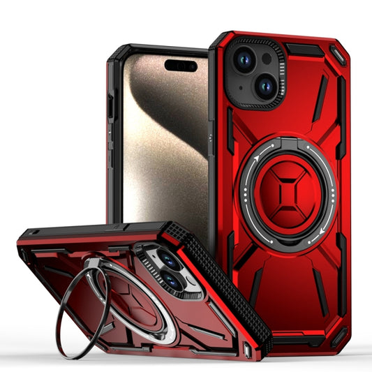 For iPhone 15 Plus Armor II Series MagSafe Magnetic Holder Phone Case(Red) - iPhone 15 Plus Cases by buy2fix | Online Shopping UK | buy2fix