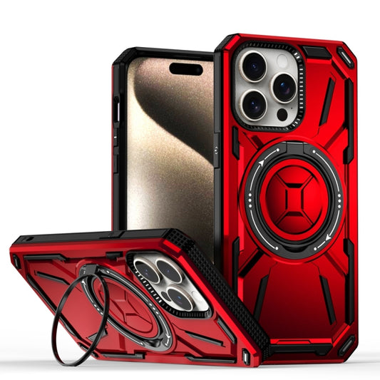 For iPhone 15 Pro Max Armor II Series MagSafe Magnetic Holder Phone Case(Red) by buy2fix