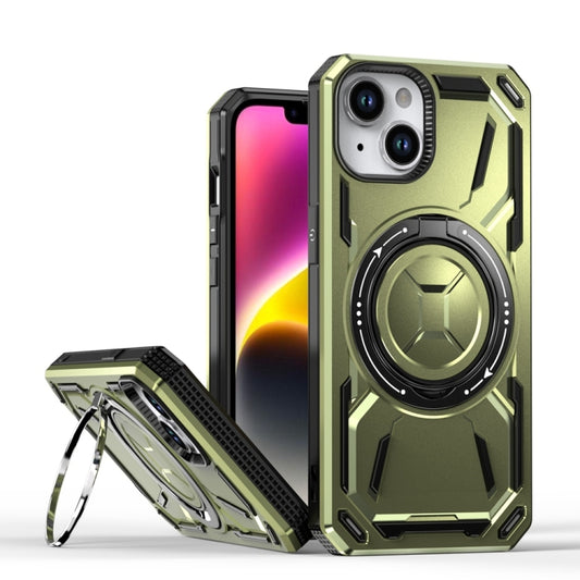 For iPhone 14 Armor II Series MagSafe Magnetic Holder Phone Case(Army Green) by buy2fix