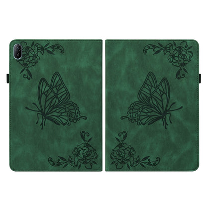 For Huawei MatePad SE 11 2024 Butterfly Flower Embossed Leather Tablet Case(Green) - Huawei by buy2fix | Online Shopping UK | buy2fix
