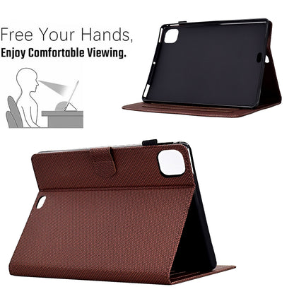 For iPad Pro 11 2022 / 2022 Solid Color Fiber Texture Smart Tablet Leather Case(Brown) - iPad Pro 11 (2022/2021) Cases by buy2fix | Online Shopping UK | buy2fix