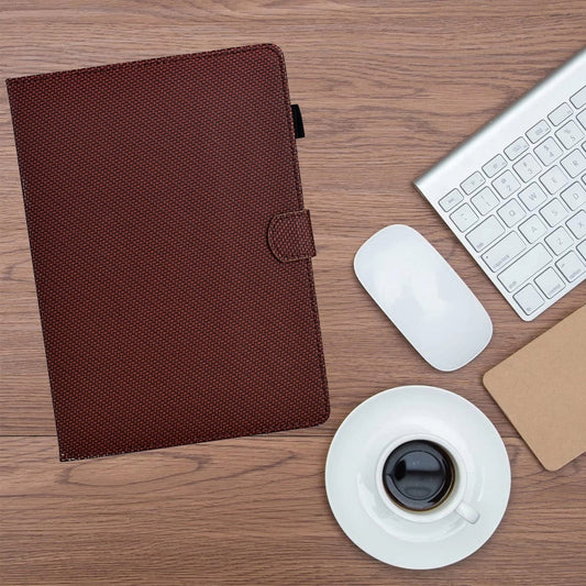 For iPad 2025 / 2022 Solid Color Fiber Texture Smart Tablet Leather Case(Brown) - iPad 2025 / 2022 Cases by buy2fix | Online Shopping UK | buy2fix