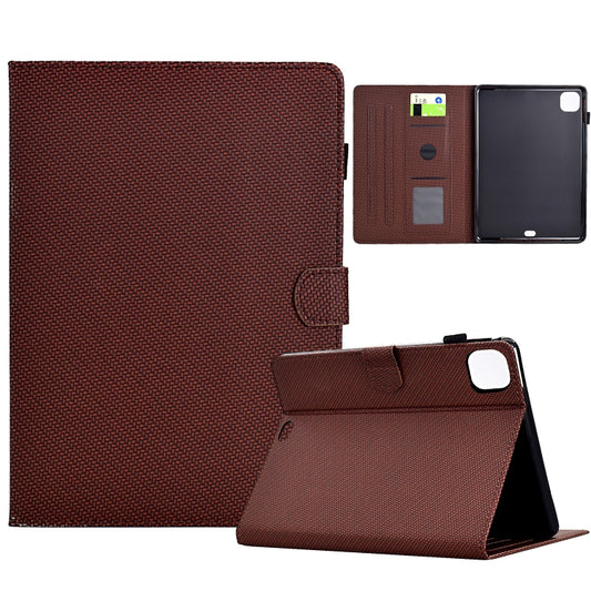 For iPad Air 10.9 2022 / 2020 Solid Color Fiber Texture Smart Tablet Leather Case(Brown) - iPad Air (2022) / (2020) 10.9 Cases by buy2fix | Online Shopping UK | buy2fix