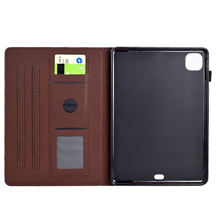 For iPad Air 10.9 2022 / 2020 Solid Color Fiber Texture Smart Tablet Leather Case(Brown) - iPad Air (2022) / (2020) 10.9 Cases by buy2fix | Online Shopping UK | buy2fix
